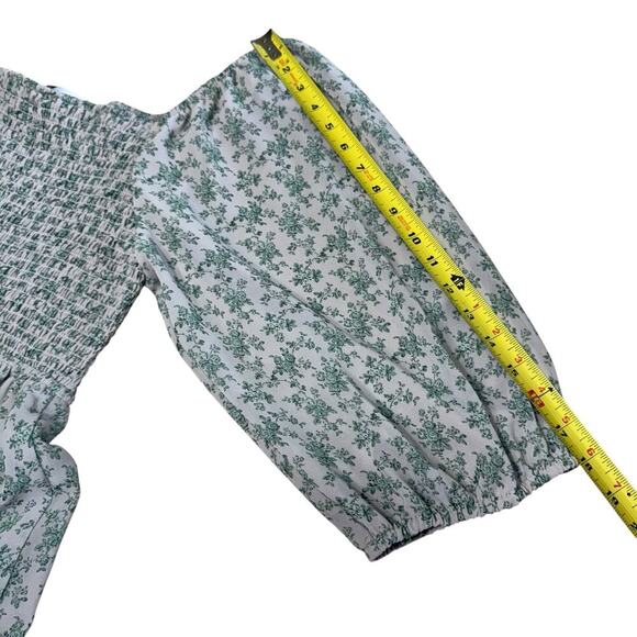 Piper And Scoot Dress Ruching Tiered Milkmaid Sweetheart Green Floral XL Boho - Picture 11 of 12